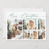 Groene Vrolijke Kerstmis Elegante Script Fotocolla Feestdagenkaart (Voorkant)