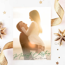 Groene Vrolijke Kerstmis Elegante Splendor Foto Feestdagenkaart