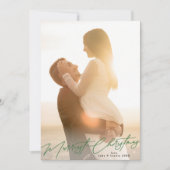 Groene Vrolijke Kerstmis Elegante Splendor Foto Feestdagenkaart (Voorkant)