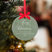 Groene Vrolijke Kerstmis Familie Foto Custom Keramisch Ornament