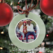 Groene Vrolijke Kerstmis Familie Foto Custom Keramisch Ornament