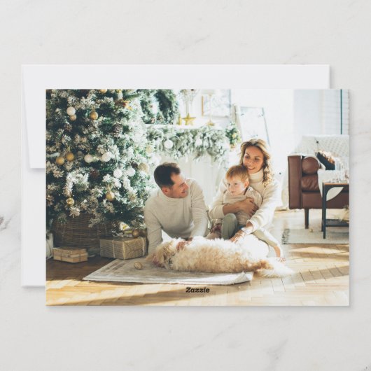 Groene Vrolijke Kerstmis Familie Foto Vakantie Kaa Feestdagenkaart (Achterkant)