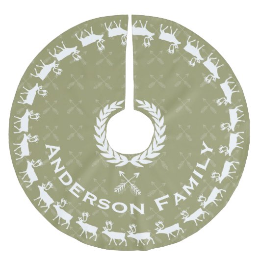 Groene Vrolijke Kerstmis Familienaam Rendier Pijle Kerstboom Rok (Voorkant)