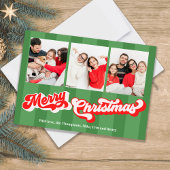 Groene Vrolijke Kerstmis Fotocollage Feestdagenkaart