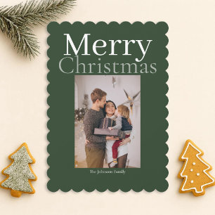 Groene Vrolijke Kerstmis Gepersonaliseerde Familie Feestdagenkaart
