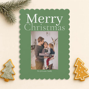 Groene Vrolijke Kerstmis Gepersonaliseerde Familie Feestdagenkaart
