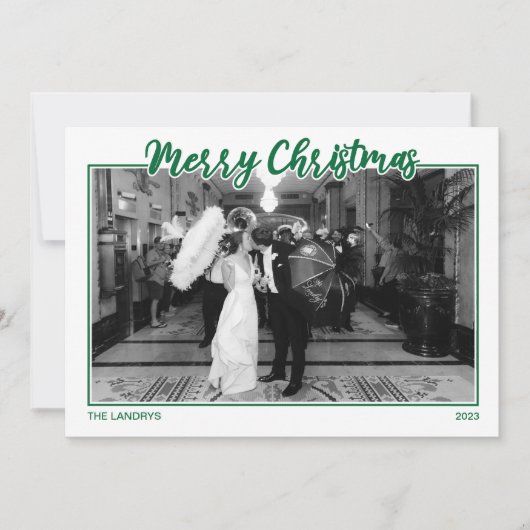 Groene Vrolijke Kerstmis Kaart (Voorkant)