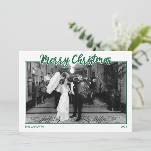 Groene Vrolijke Kerstmis Kaart (Staand voorkant)