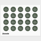 Groene Vrolijke Kerstmis Terugkeeradresetiketten Ronde Sticker (Vel)