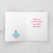 Groene Vrolijke Kerstmis van de Kunst van Cupcake Feestdagen Kaart (Binnen)