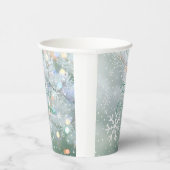 Groene vrolijke kerstsneeuwvlokken papieren bekers (Rechts)