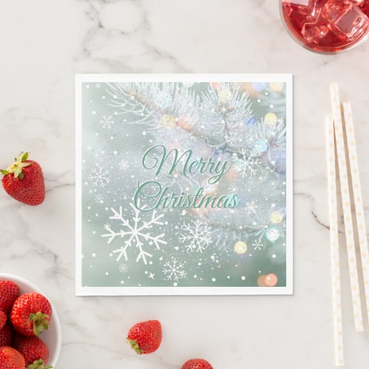 Groene vrolijke kerstsneeuwvlokken servet (Insitu)