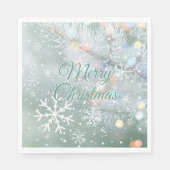 Groene vrolijke kerstsneeuwvlokken servet (Voorkant)