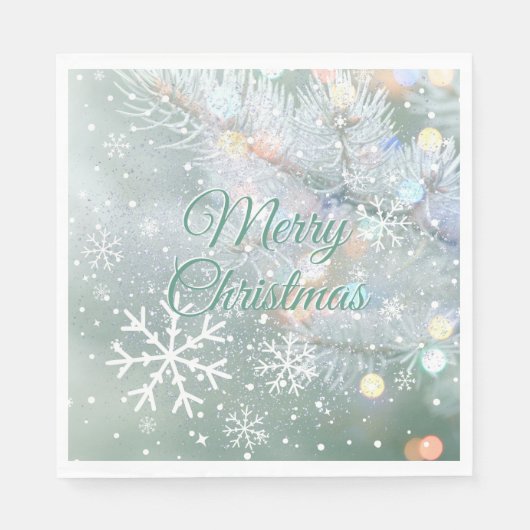 Groene vrolijke kerstsneeuwvlokken servet (Voorkant)