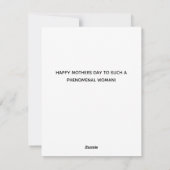 Groene vrolijke Moederdagkaart Feestdagenkaart (Achterkant)