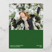 Groene Vrolijke Wensen Kerstmis Foto Chique Goud Folie Feestdagen Briefkaart (Voorkant)