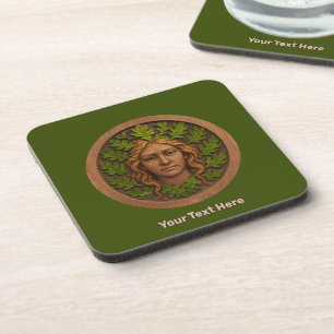 Groene vrouw - Hout Bier Onderzetter