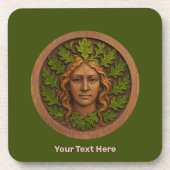 Groene vrouw - Hout Bier Onderzetter (Voorkant)