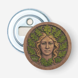 Groene vrouw - Hout Button Flesopener