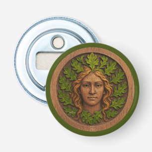 Groene vrouw - Hout Button Flesopener