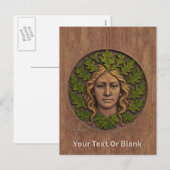 Groene vrouw - Hout Feestdagenkaart (Voorkant / Achterkant)