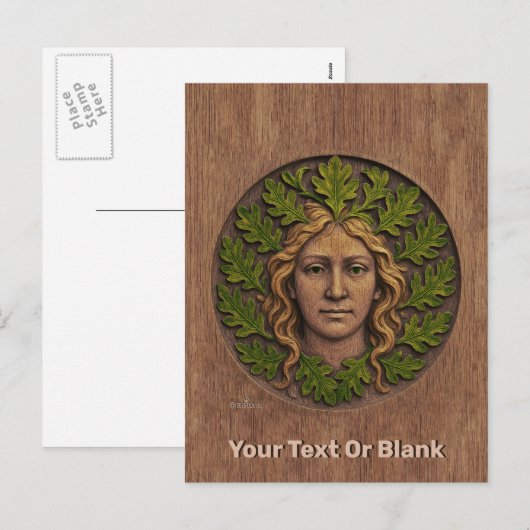 Groene vrouw - Hout Feestdagenkaart (Voorkant / Achterkant)