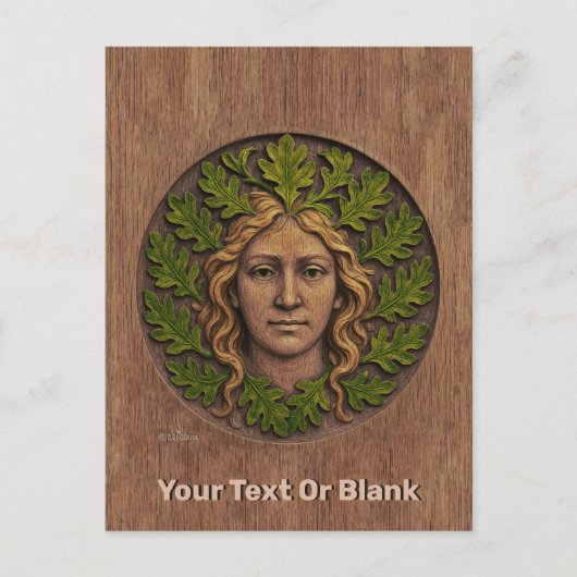 Groene vrouw - Hout Feestdagenkaart (Voorkant)