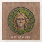 Groene vrouw - Hout Glazen Onderzetter (Voorkant)