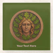Groene vrouw - Hout Glazen Onderzetter (Voorkant)