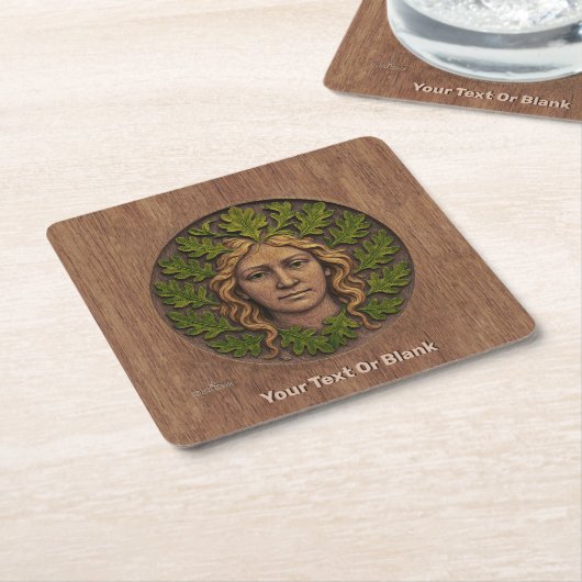 Groene vrouw - Hout Kartonnen Onderzetters (Schuin)