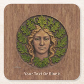 Groene vrouw - Hout Kartonnen Onderzetters (Voorkant)