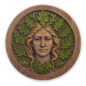 Groene vrouw - Hout Keramische Knop (Voorkant)