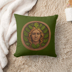 Groene vrouw - Hout Kussen