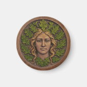 Groene vrouw - Hout Magneet (Voorkant)