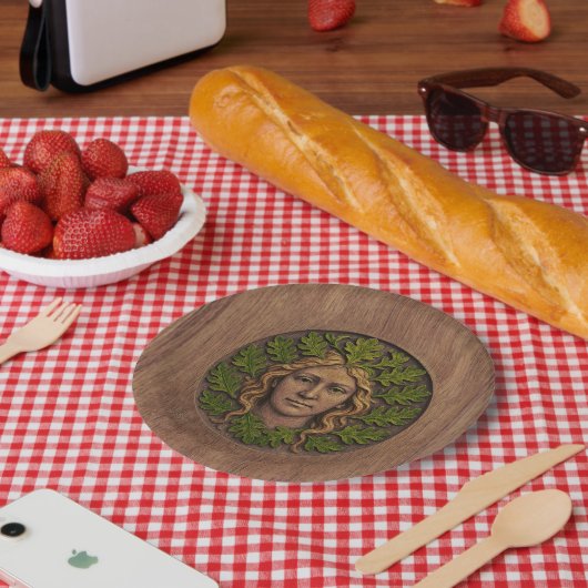 Groene vrouw - Hout Papieren Bordje (Picknick)