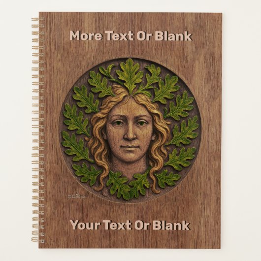 Groene vrouw - Hout Planner (Voorkant)