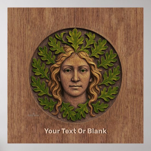 Groene vrouw - Hout Poster (Voorkant)