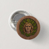 Groene vrouw - Hout Ronde Button 3,2 Cm (Voorkant /achterkant)