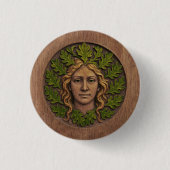 Groene vrouw - Hout Ronde Button 3,2 Cm (Voorkant)
