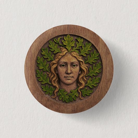 Groene vrouw - Hout Ronde Button 3,2 Cm (Voorkant)