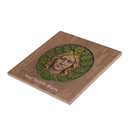 Groene vrouw - Hout Tegeltje (Zijkant)