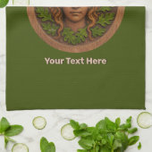 Groene vrouw - Hout Theedoek (Gevouwen)