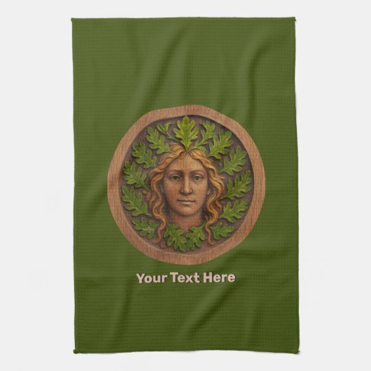 Groene vrouw - Hout Theedoek (Verticaal)
