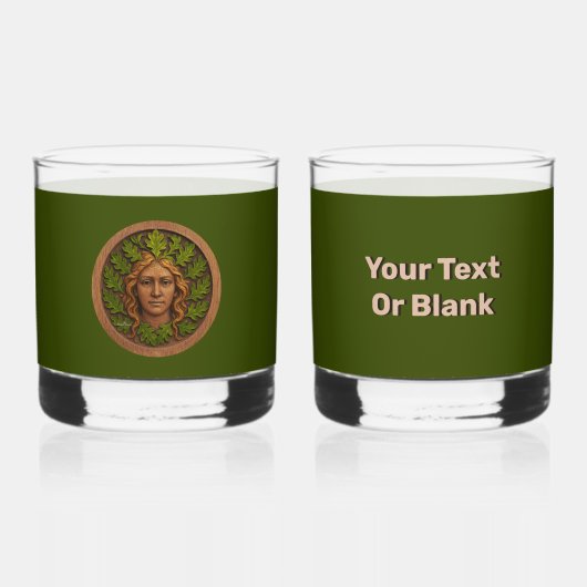 Groene vrouw - Hout Whisky Glas (Voorkant)