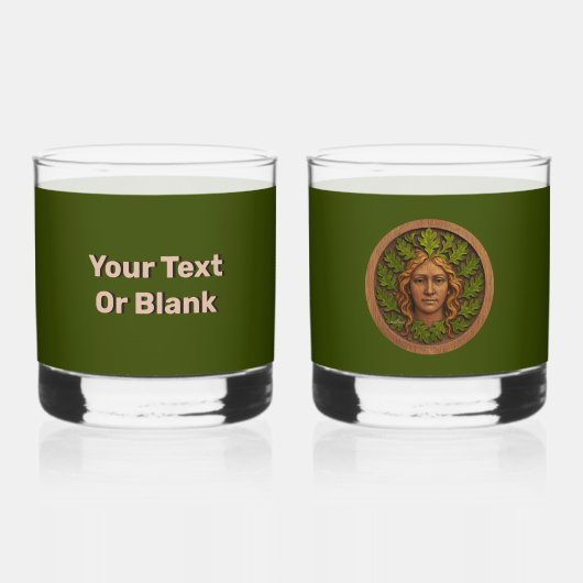 Groene vrouw - Hout Whisky Glas (Achterkant)