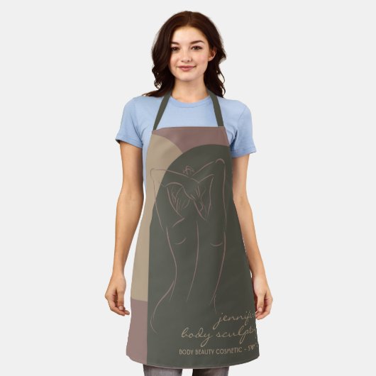 Groene Vrouw Lichaamslichaam Sculpted Contourtros  Schort (Gedragen)