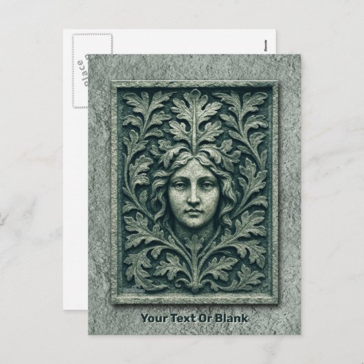 Groene vrouw - Stone Feestdagenkaart (Voorkant / Achterkant)