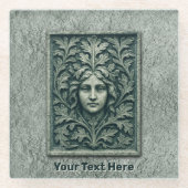 Groene vrouw - Stone Glazen Onderzetter (Voorkant)