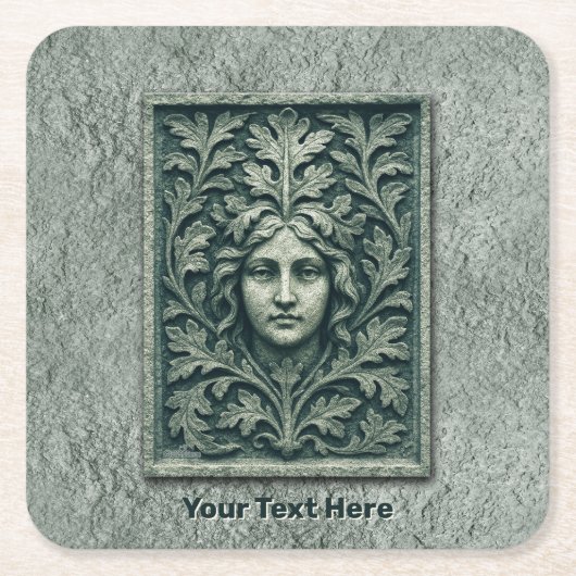 Groene vrouw - Stone Kartonnen Onderzetters (Voorkant)