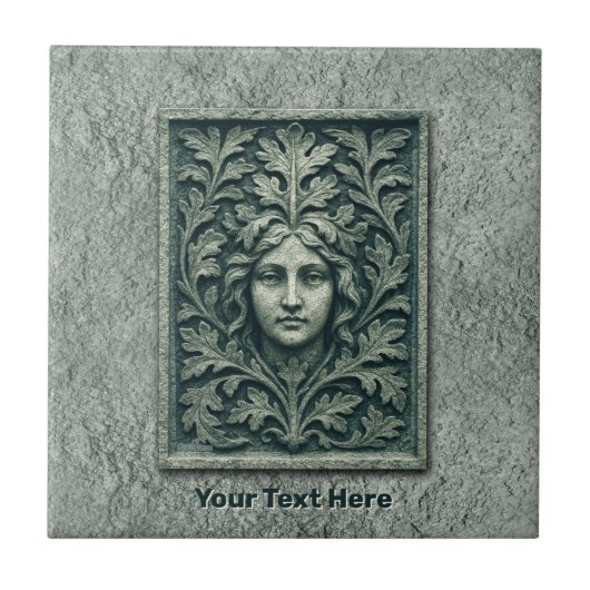 Groene vrouw - Stone Tegeltje (Voorkant)